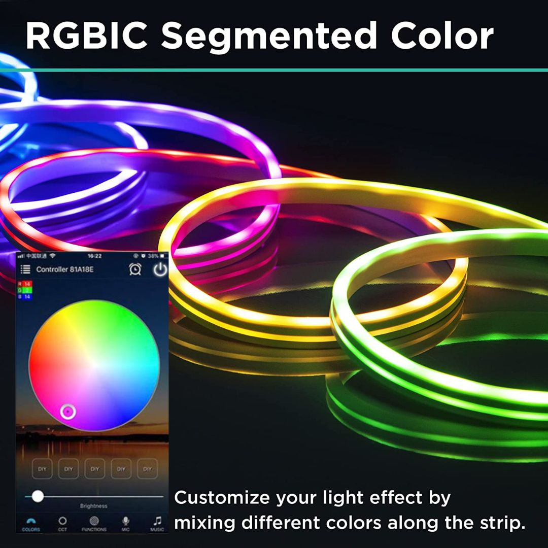 NeoGlow Pro RGBIC Smart Neon Flex Strip - Music Sync LED Light Strip